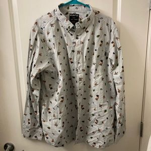 NWT Kavu Men’s Linden Button Down “sasquatch” Pattern